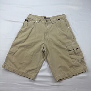 FUBU The Collection Men's 34 Tan Beige Khaki‎ Cargo Carpenter Baggy Shorts